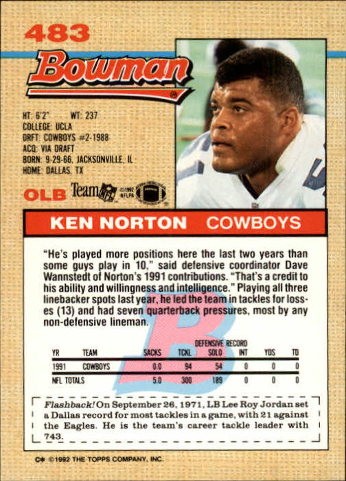 1992 Bowman Football "Main Set" Cards #401 to #573 Rookies and Veterans - Picture 149 of 311