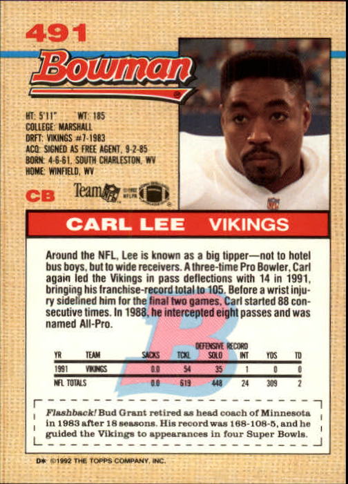 1992 Bowman Football "Main Set" Cards #401 to #573 Rookies and Veterans - Picture 165 of 311