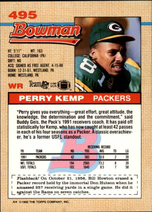 1992 Bowman Football "Main Set" Cards #401 to #573 Rookies and Veterans - Picture 169 of 311