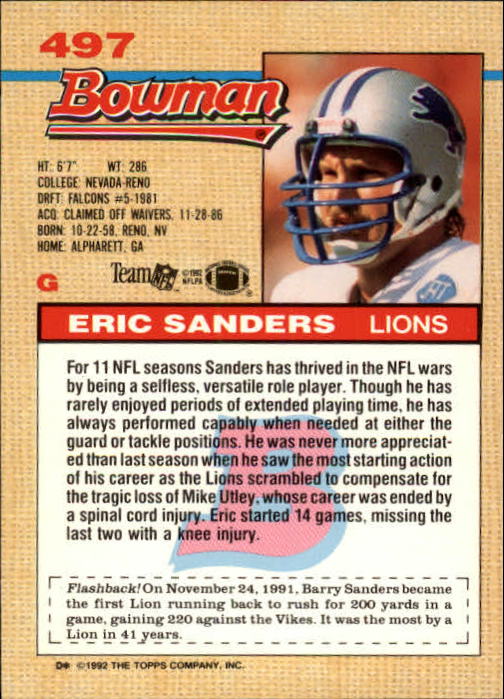 1992 Bowman Football "Main Set" Cards #401 to #573 Rookies and Veterans - Picture 173 of 311