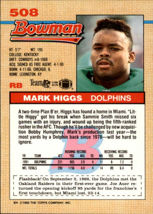 1992 Bowman Football "Main Set" Cards #401 to #573 Rookies and Veterans - Picture 193 of 311