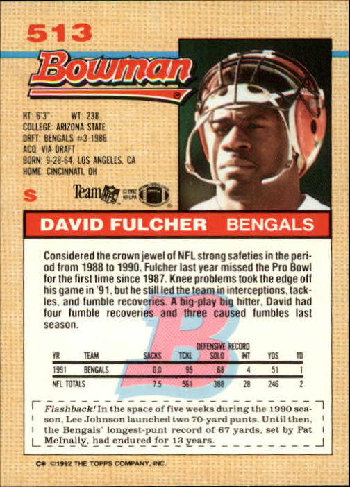 1992 Bowman Football "Main Set" Cards #401 to #573 Rookies and Veterans - Picture 203 of 311