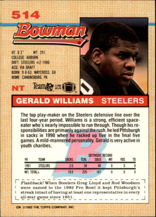 1992 Bowman Football "Main Set" Cards #401 to #573 Rookies and Veterans - Picture 205 of 311