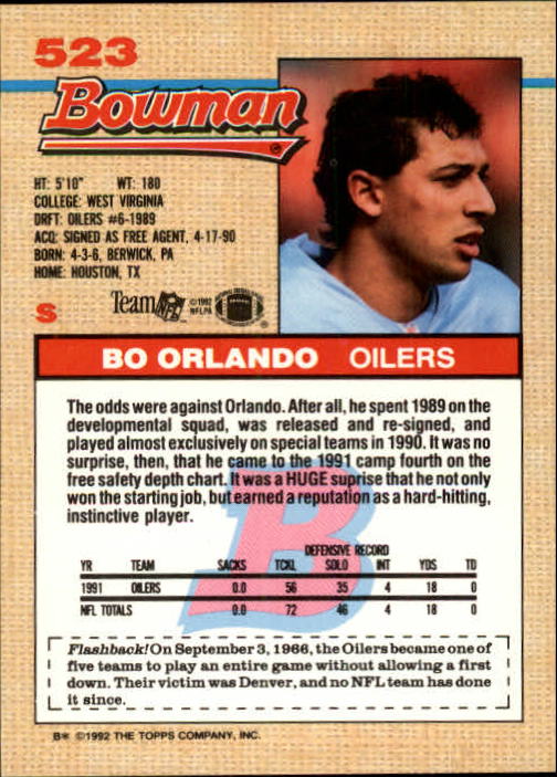 1992 Bowman Football "Main Set" Cards #401 to #573 Rookies and Veterans - Picture 221 of 311