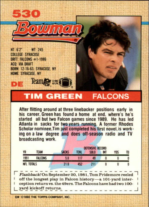 1992 Bowman Football "Main Set" Cards #401 to #573 Rookies and Veterans - Picture 229 of 311