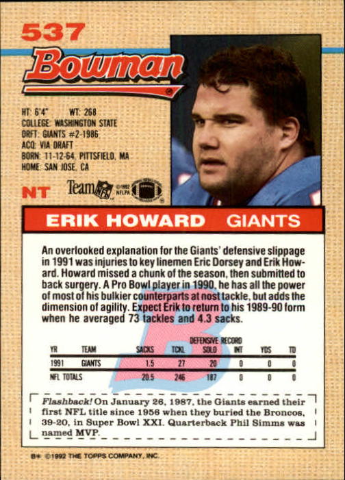 1992 Bowman Football "Main Set" Cards #401 to #573 Rookies and Veterans - Picture 241 of 311