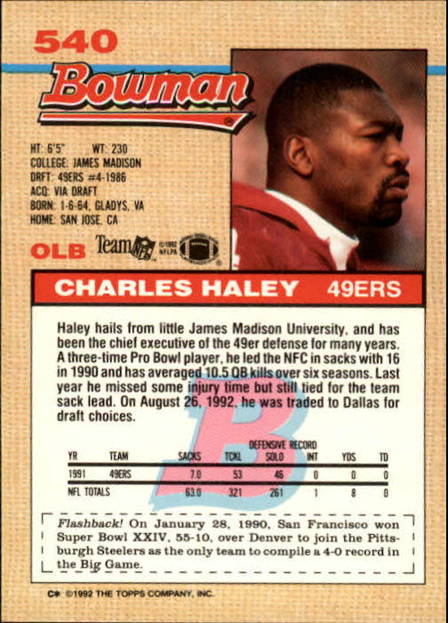 1992 Bowman Football "Main Set" Cards #401 to #573 Rookies and Veterans - Picture 247 of 311