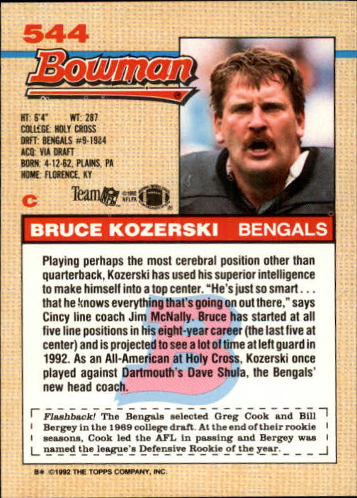 1992 Bowman Football "Main Set" Cards #401 to #573 Rookies and Veterans - Picture 255 of 311