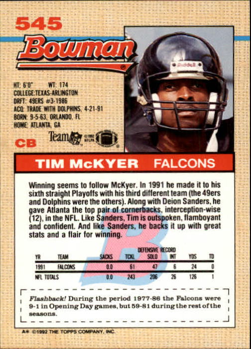 1992 Bowman Football "Main Set" Cards #401 to #573 Rookies and Veterans - Picture 257 of 311