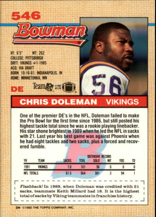 1992 Bowman Football "Main Set" Cards #401 to #573 Rookies and Veterans - Picture 259 of 311
