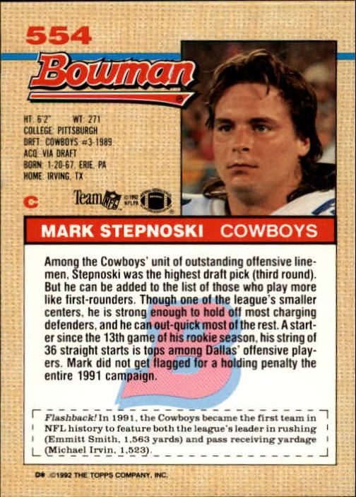 1992 Bowman Football "Main Set" Cards #401 to #573 Rookies and Veterans - Picture 273 of 311