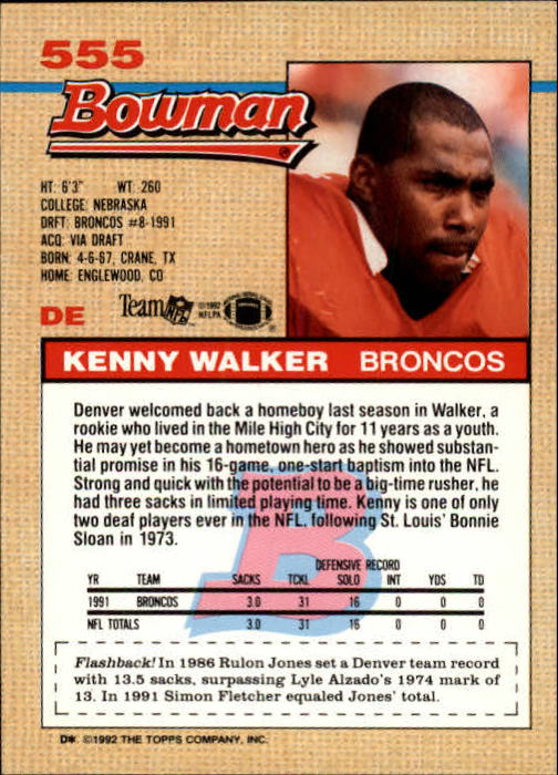 1992 Bowman Football "Main Set" Cards #401 to #573 Rookies and Veterans - Picture 275 of 311