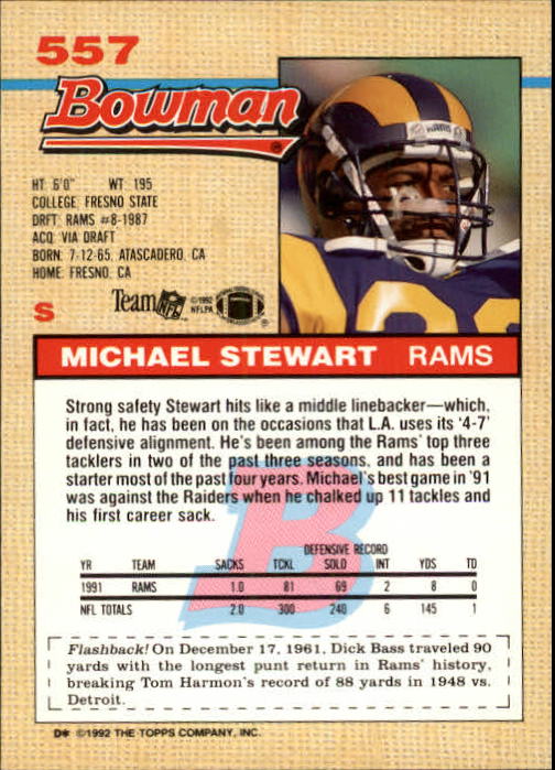 1992 Bowman Football "Main Set" Cards #401 to #573 Rookies and Veterans - Picture 279 of 311