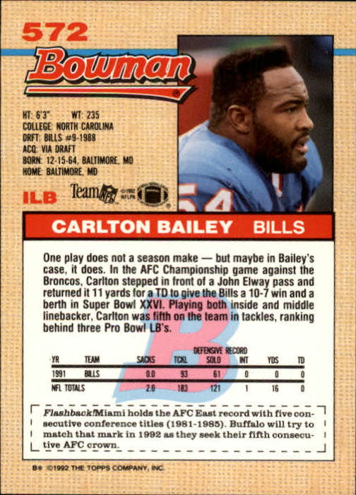 1992 Bowman Football "Main Set" Cards #401 to #573 Rookies and Veterans - Picture 309 of 311