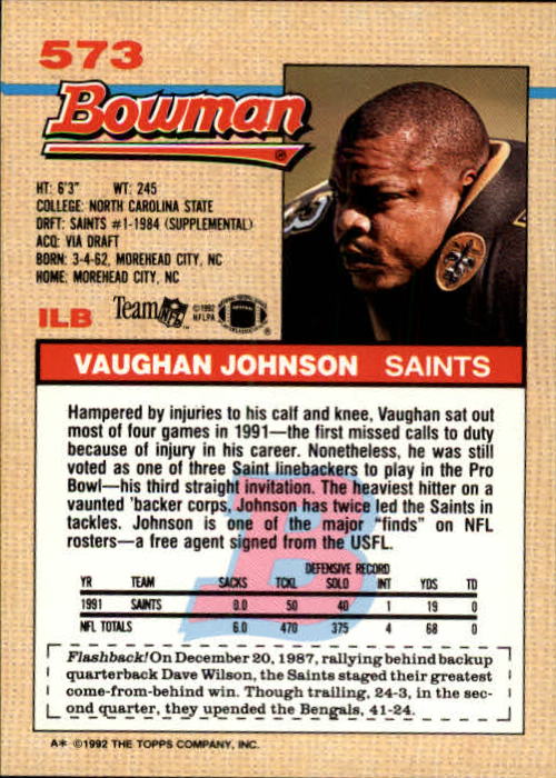 1992 Bowman Football "Main Set" Cards #401 to #573 Rookies and Veterans - Picture 311 of 311