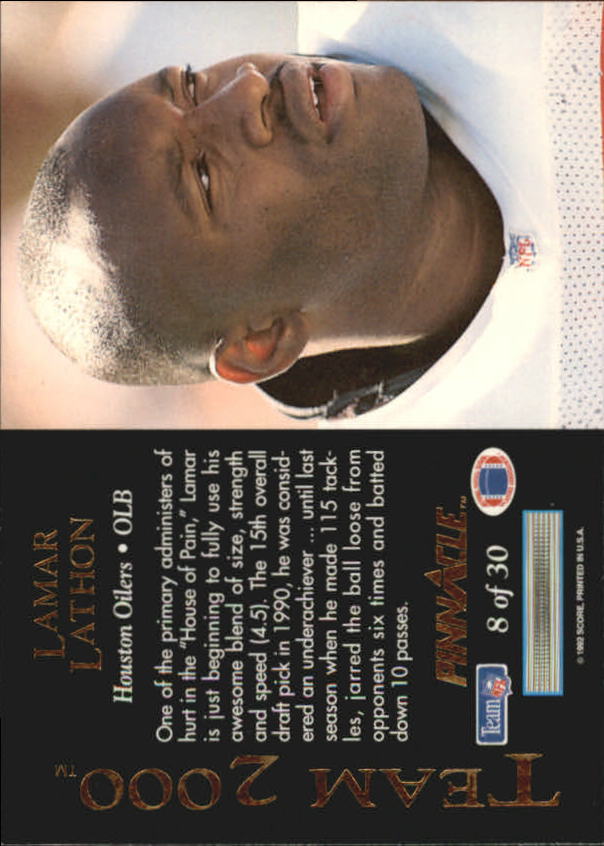 1992 Pinnacle Football "Team 2000" Insert Cards - Picture 13 of 37