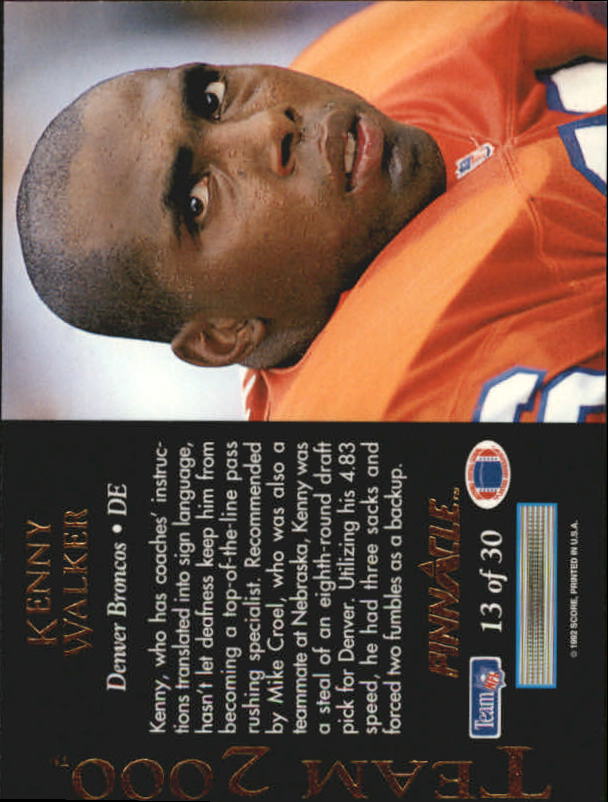 1992 Pinnacle Football "Team 2000" Insert Cards - Picture 17 of 37