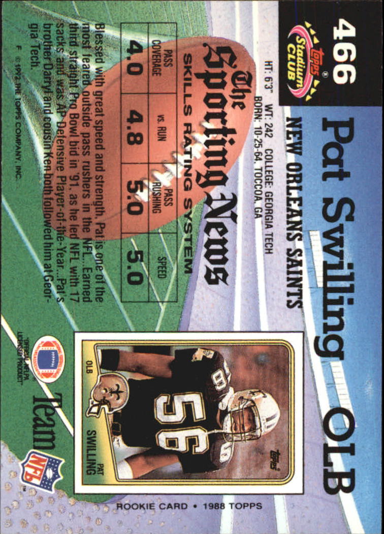 1992 Stadium Club Football "Main Set" Cards #401 to #635 Rookies and Veterans - Picture 131 of 399