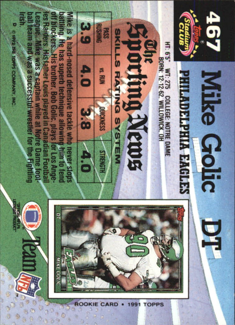 1992 Stadium Club Football "Main Set" Cards #401 to #635 Rookies and Veterans - Picture 133 of 399