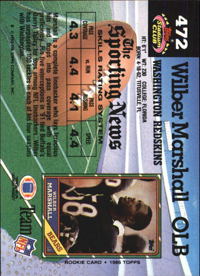 1992 Stadium Club Football "Main Set" Cards #401 to #635 Rookies and Veterans - Picture 143 of 399