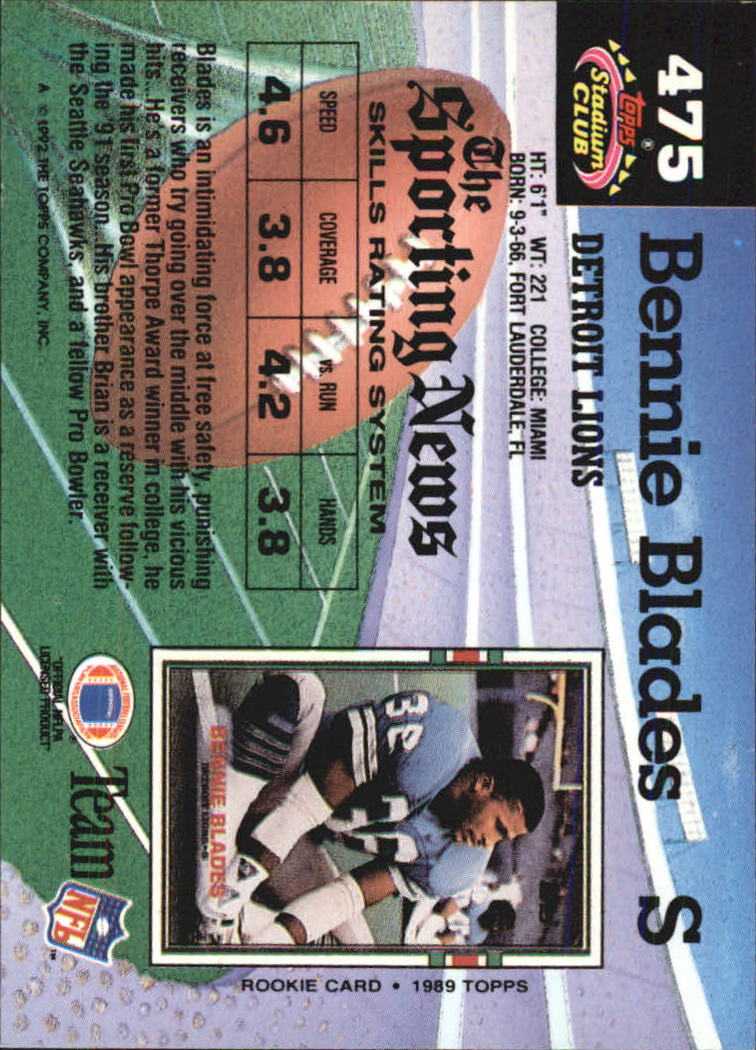 1992 Stadium Club Football "Main Set" Cards #401 to #635 Rookies and Veterans - Picture 149 of 399