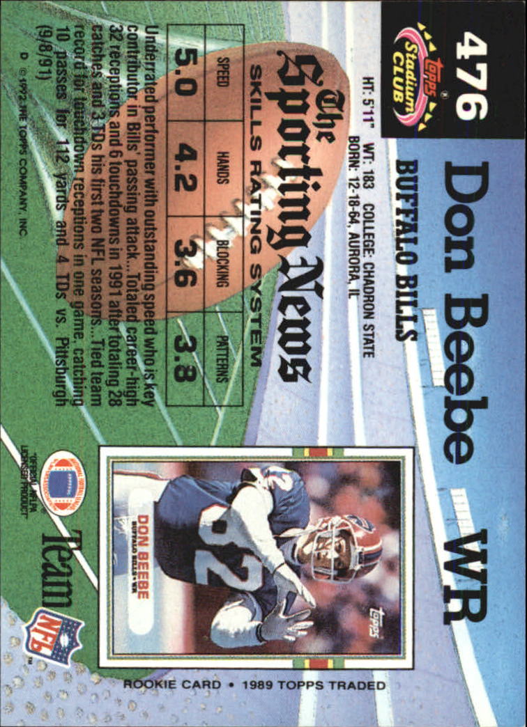 1992 Stadium Club Football "Main Set" Cards #401 to #635 Rookies and Veterans - Picture 151 of 399