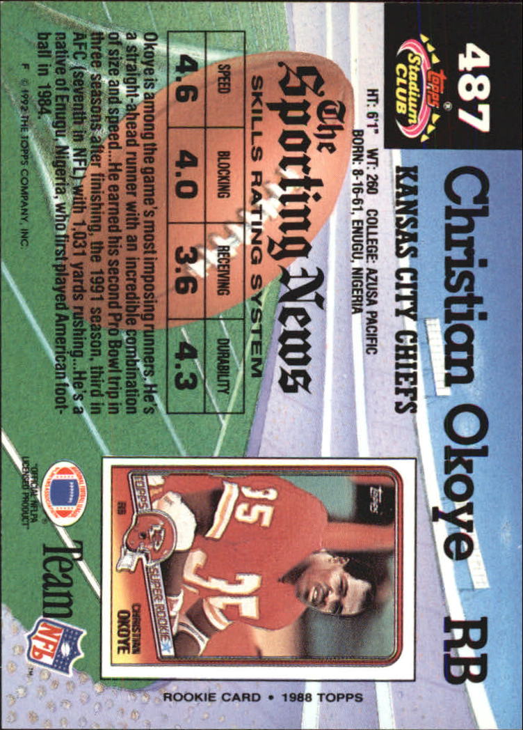 1992 Stadium Club Football "Main Set" Cards #401 to #635 Rookies and Veterans - Picture 173 of 399