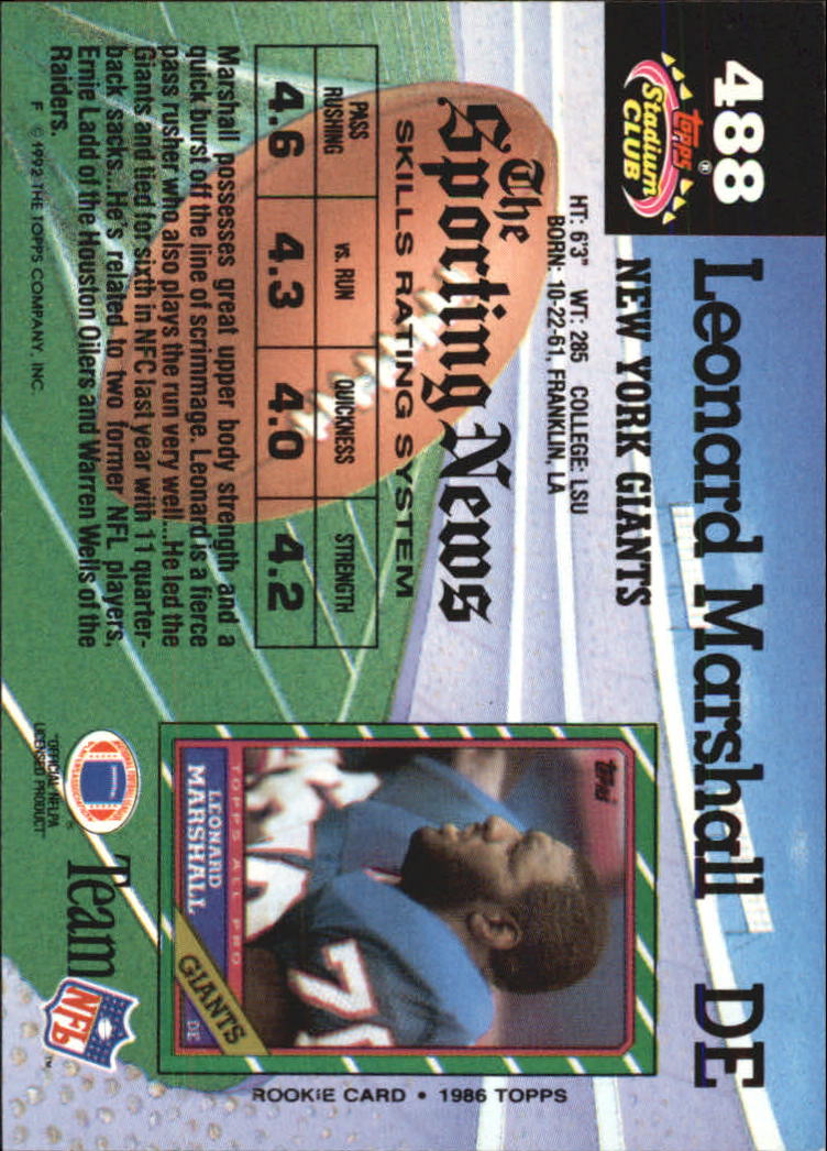 1992 Stadium Club Football "Main Set" Cards #401 to #635 Rookies and Veterans - Picture 175 of 399