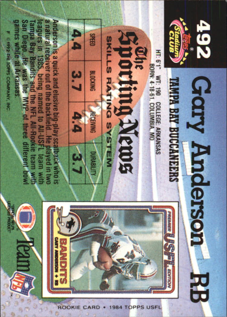 1992 Stadium Club Football "Main Set" Cards #401 to #635 Rookies and Veterans - Picture 183 of 399