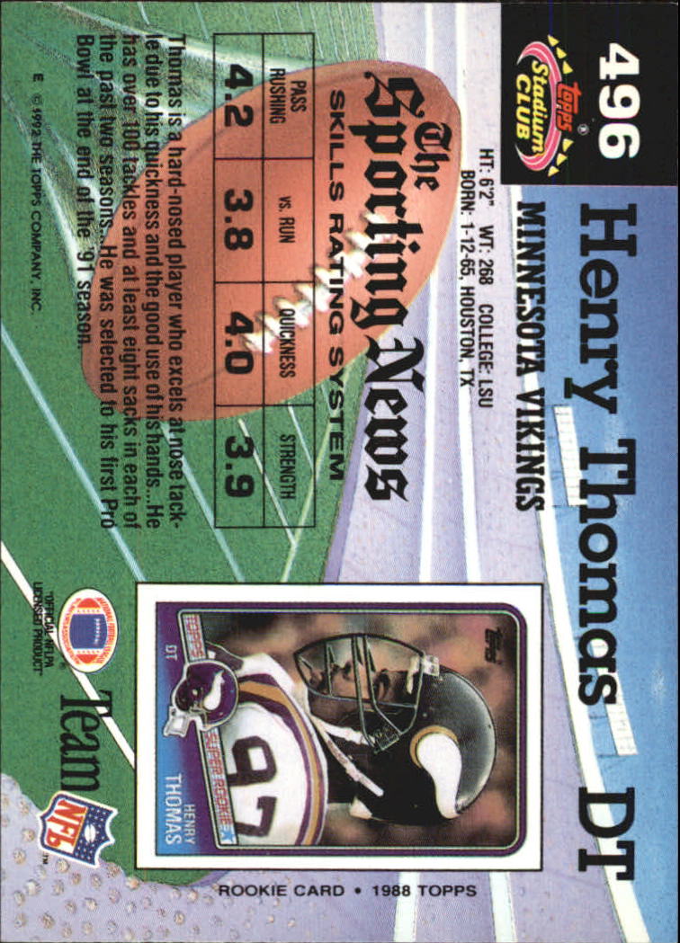 1992 Stadium Club Football "Main Set" Cards #401 to #635 Rookies and Veterans - Picture 191 of 399