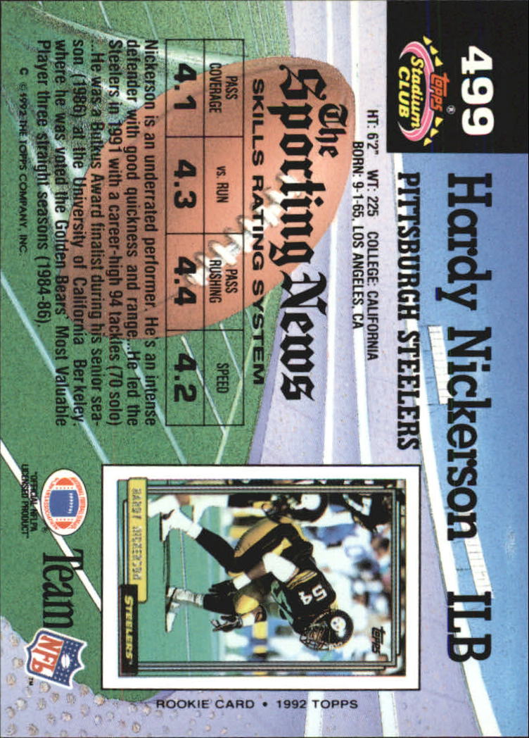 1992 Stadium Club Football "Main Set" Cards #401 to #635 Rookies and Veterans - Picture 197 of 399