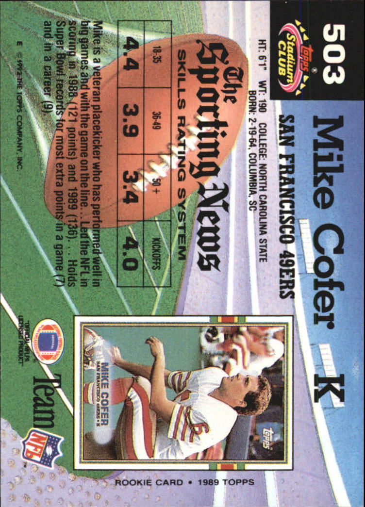 1992 Stadium Club Football "Main Set" Cards #401 to #635 Rookies and Veterans - Picture 203 of 399