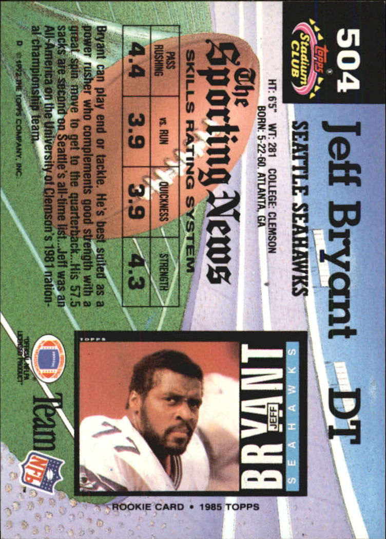 1992 Stadium Club Football "Main Set" Cards #401 to #635 Rookies and Veterans - Picture 205 of 399