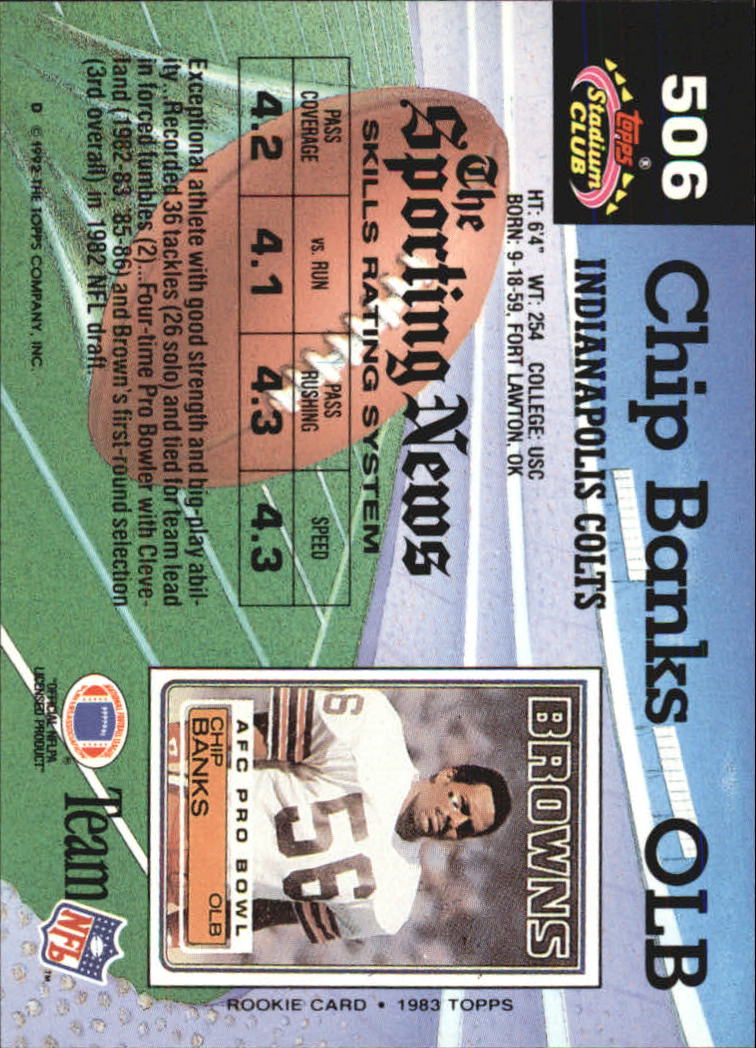 1992 Stadium Club Football "Main Set" Cards #401 to #635 Rookies and Veterans - Picture 209 of 399