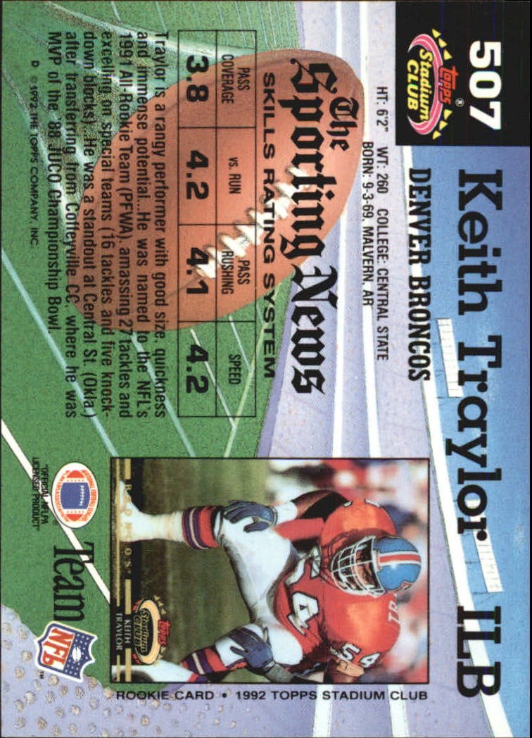 1992 Stadium Club Football "Main Set" Cards #401 to #635 Rookies and Veterans - Picture 211 of 399