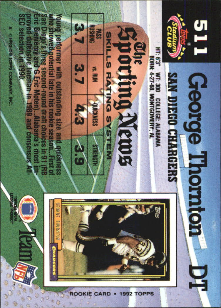 1992 Stadium Club Football "Main Set" Cards #401 to #635 Rookies and Veterans - Picture 219 of 399