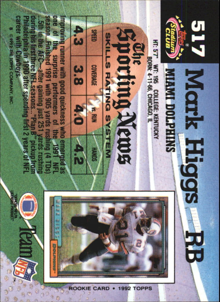 1992 Stadium Club Football "Main Set" Cards #401 to #635 Rookies and Veterans - Picture 231 of 399