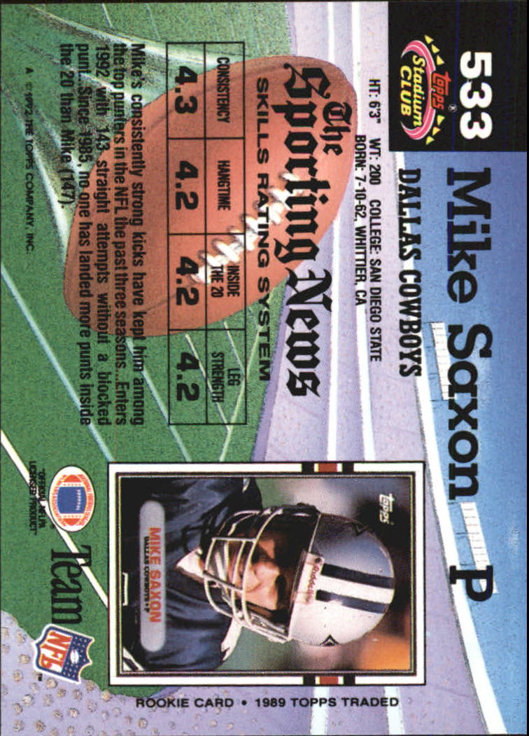 1992 Stadium Club Football "Main Set" Cards #401 to #635 Rookies and Veterans - Picture 263 of 399
