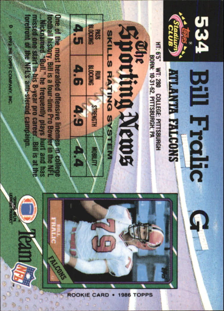 1992 Stadium Club Football "Main Set" Cards #401 to #635 Rookies and Veterans - Picture 265 of 399