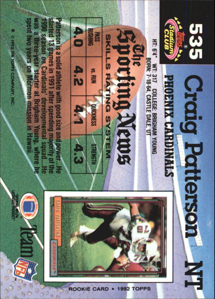 1992 Stadium Club Football "Main Set" Cards #401 to #635 Rookies and Veterans - Picture 267 of 399