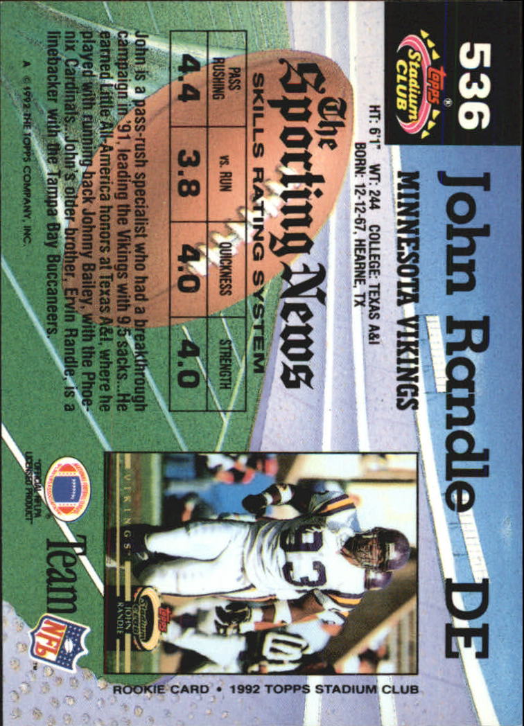 1992 Stadium Club Football "Main Set" Cards #401 to #635 Rookies and Veterans - Picture 269 of 399