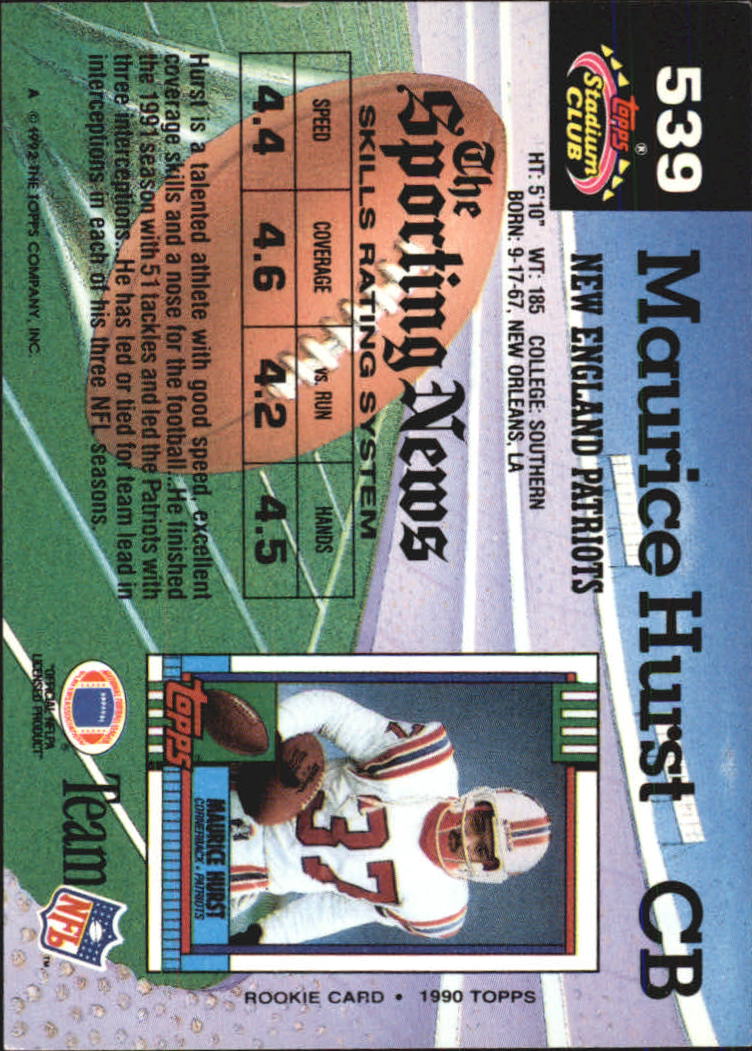 1992 Stadium Club Football "Main Set" Cards #401 to #635 Rookies and Veterans - Picture 275 of 399