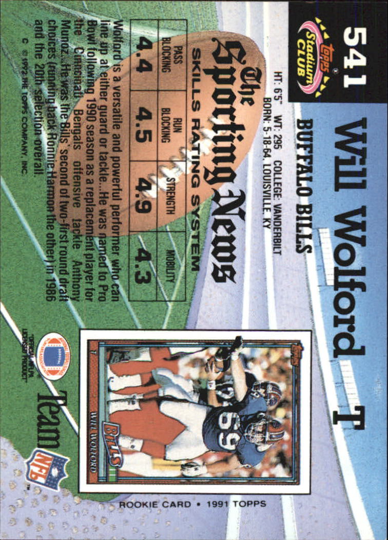 1992 Stadium Club Football "Main Set" Cards #401 to #635 Rookies and Veterans - Picture 279 of 399