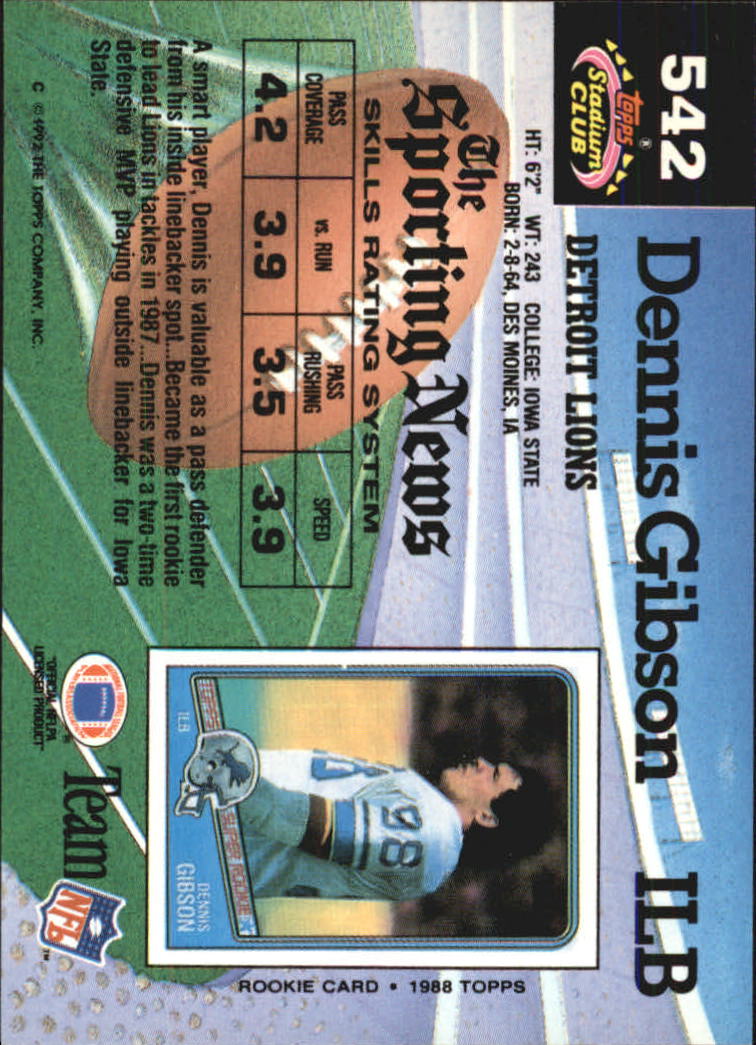 1992 Stadium Club Football "Main Set" Cards #401 to #635 Rookies and Veterans - Picture 281 of 399