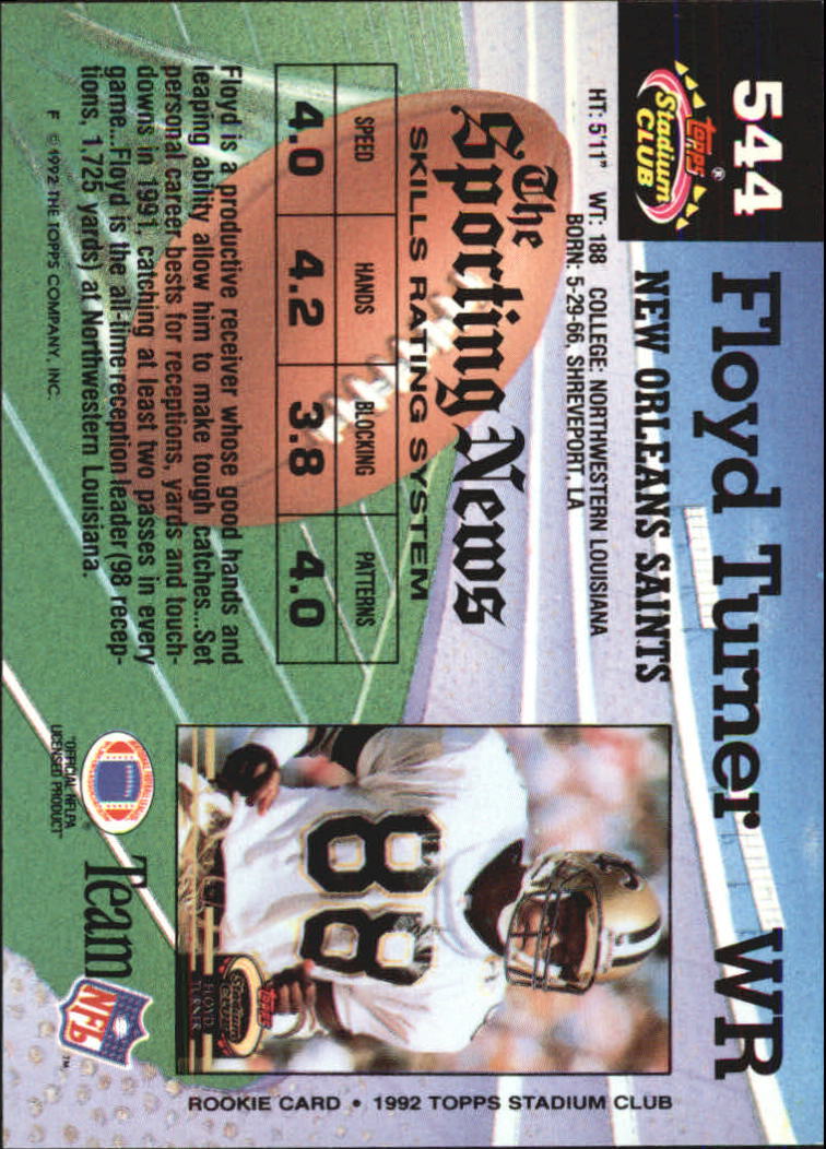 1992 Stadium Club Football "Main Set" Cards #401 to #635 Rookies and Veterans - Picture 285 of 399