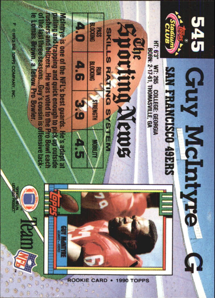 1992 Stadium Club Football "Main Set" Cards #401 to #635 Rookies and Veterans - Picture 287 of 399