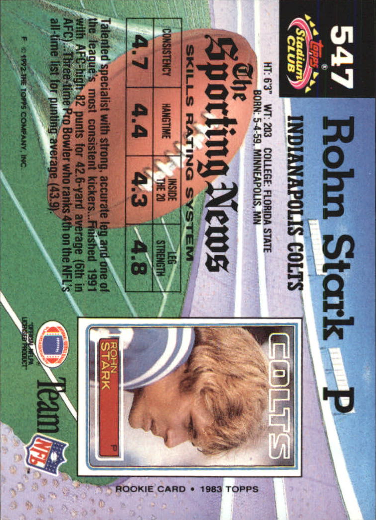 1992 Stadium Club Football "Main Set" Cards #401 to #635 Rookies and Veterans - Picture 291 of 399