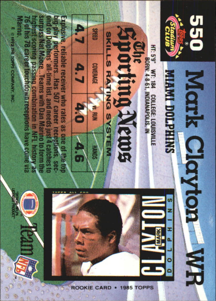 1992 Stadium Club Football "Main Set" Cards #401 to #635 Rookies and Veterans - Picture 297 of 399