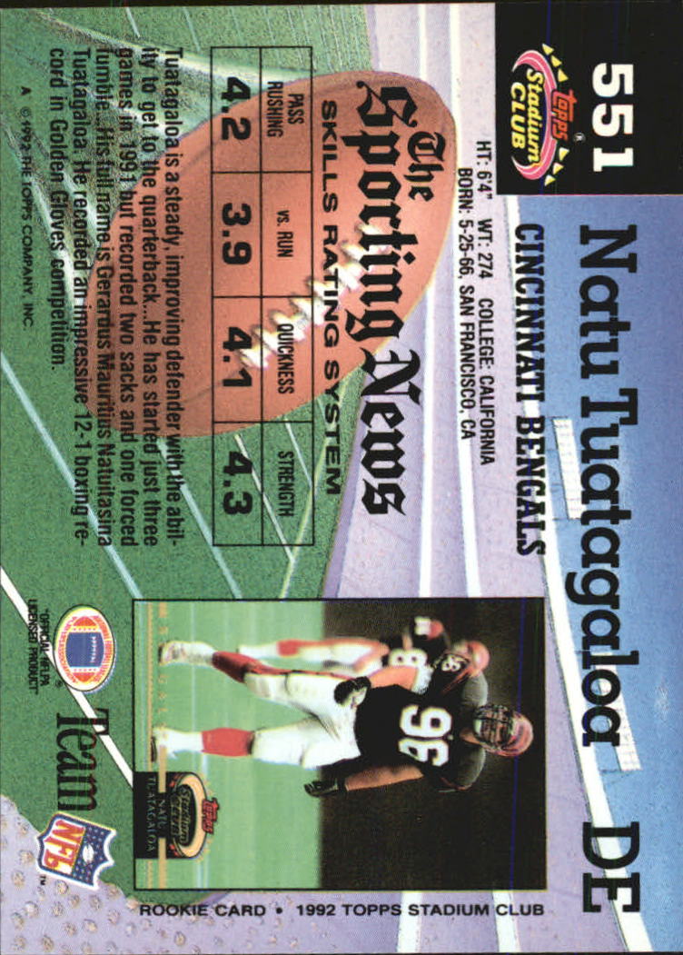 1992 Stadium Club Football "Main Set" Cards #401 to #635 Rookies and Veterans - Picture 299 of 399