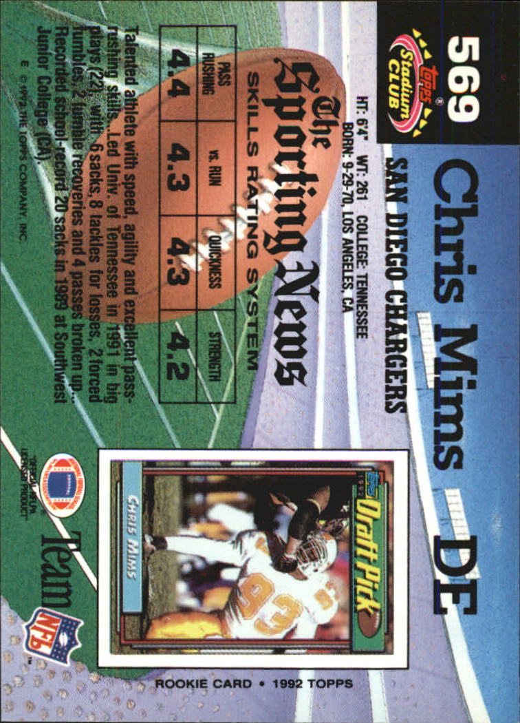 1992 Stadium Club Football "Main Set" Cards #401 to #635 Rookies and Veterans - Picture 335 of 399